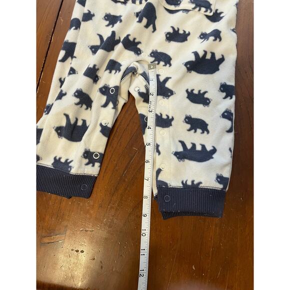 Carters 12 Months One Piece Hooded Fleece Outfit Jumpsuit White Navy Bears - Picture 10 of 10